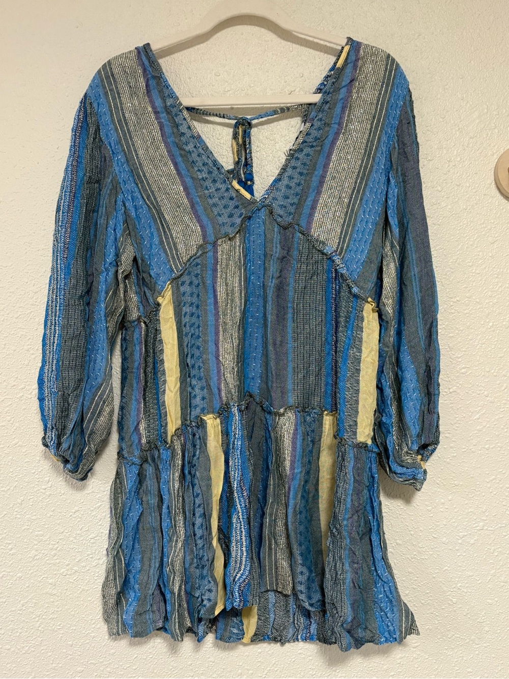Blue Island striped mini dress